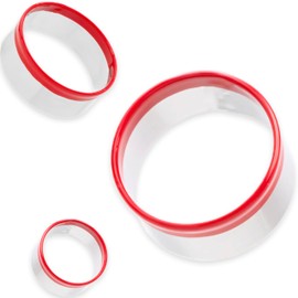 3 Pcs Round Cookie Cutters - Circle Biscuit Cutter for Baking, 0.4mm Food-Grade Stainless Steel, Red Soft Rubber Top for Protection