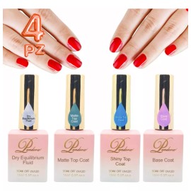 Universo en Linea 4pzs Kit Gel Base Coat Matte Top Coat Polygel Uñas Uv 15ml F
