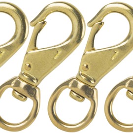 Faneta 3-1/4 inch Solid Brass Swivel Snap Hooks Clips with 3/4 inch Swivel Eye, #1, for Scuba Diving, Flag Pole, Lines, Bags, Belting, Leashes, Straps, etc. (Pack of 4)