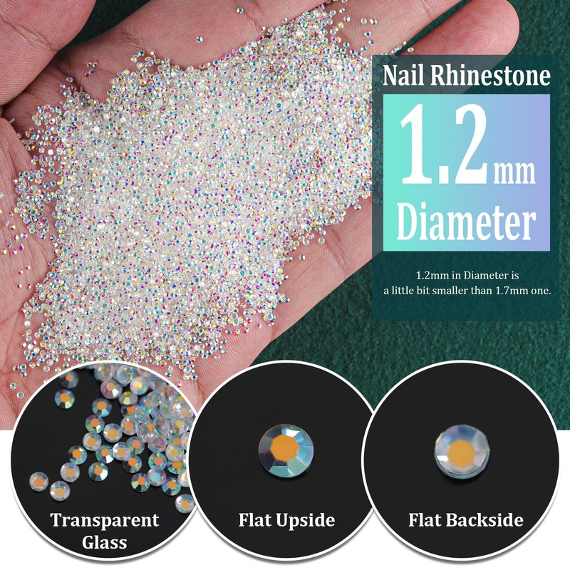 Tiny Nail Rhinestones 15000PCs 1.2mm Ultra Mini Pixie AB Glass