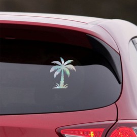 NBFU Palm Tree Tropical Aloha Summer 8 (Hologram) (Set Of 2) Premium Waterproof Vinyl Decal Stickers For Laptop Phone Accessory Helmet Car Window Bumper Mug Tuber Cup Door Wall Decoration