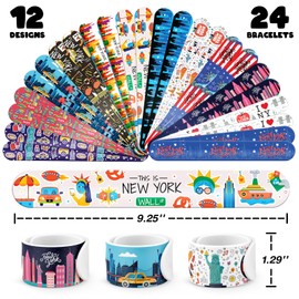 96 PCS New York Party Favors Set – 72 Pre-Cut Temporary Tattoos & 24 Slap Bracelets, Perfect for Travel Parties & City-Themed Celebrations