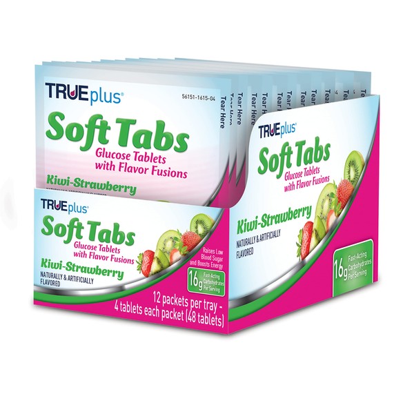 TRUEplus tabletas de glucosa para diabéticos – 12 paquetes – 48 pestañas