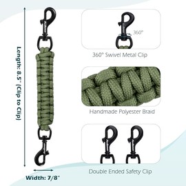 PetBonus Clip de Seguridad para Collar de Perro, Correa de Seguridad de Respaldo Hecha a Mano para Arnés, Collar de Púas, Conector de Correa con Broch