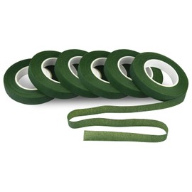 TUPARKA 1/2" Wide Dark Green Floral Tapes Florist Tape for Bouquet Stem Wrapping and Floral Crafts,Wedding Bouquet(6 Rolls)