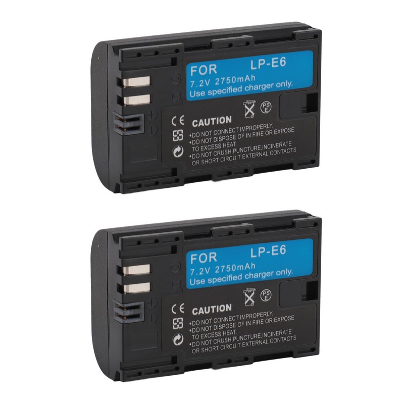 2pcs Camera Battery 2750mAh 7.2V for LP E6 E6N R5