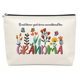 Sazuwu Grandma Gifts Makeup Bag Birthday Gift for New Grandmother Nana Gigi Mimi from Granddaughter Grandchildren Mother's Day Christmas Thanksgiving Cosmetic Bag Best Grandma ever Gift