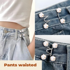 EAEDMY 144PCS Pants Waist Tightener for Jean, Adjustable Pants Button Tightener for Loose Jeans or Skirts, Pants Clips to Tighten Waist, Button Pins for Jeans, No Sewing Required(24sets)