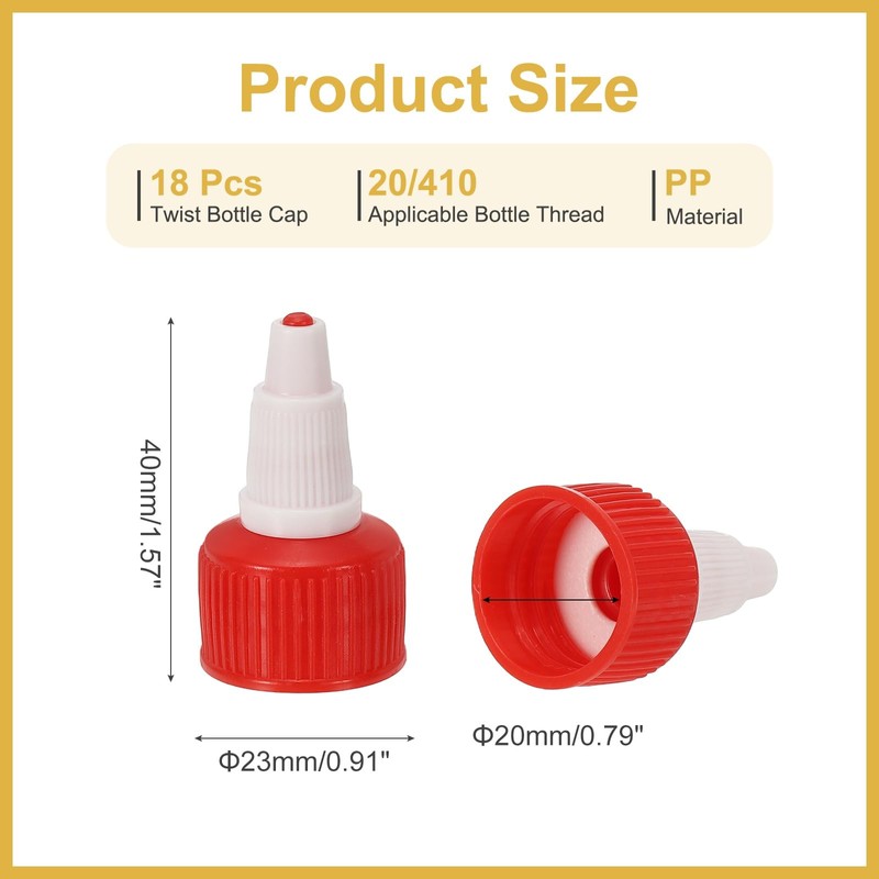 PATIKIL 20/410 Twist Bottle Caps, 18 Pcs Plastic Ribbed Edge