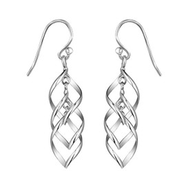 925 Sterling Silver Infinity Knot Twist French-Wire Drop Dangle Earrings for Women