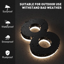 LLtronation 6 Inch Backlit House Numbers for Outside, Stainless Steel, LED Illuminated Home Address Number, Modern Lighted Address Signs for Houses, Restaurant, Waterproof