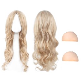 AYNKH Long Blonde Wave Wigs - 27" Curly Hair Wig for Women's Fancy Dress & Cosplay