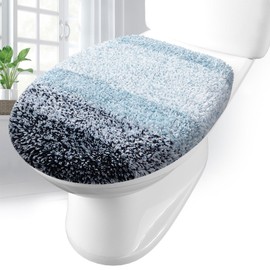 Arotive Soft Microfiber Bathroom Toilet Lid Cover, Machine Washable Seat Covers, 17.5 x 15, Stays in Place Rubber Backing, Fits Most Round, Elongated and Oblong Lids, Accessories Decor, Dark Blue