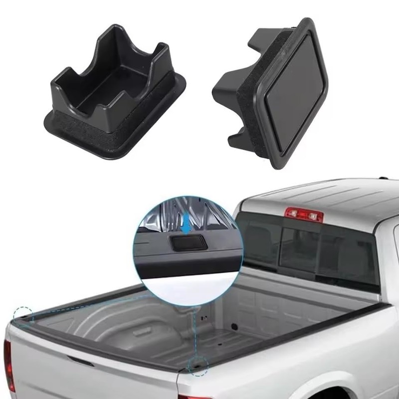 2Piece Black Stake Pocket Covers Rear Truck Pickup Bed Rail