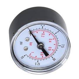 Industrial Axial Pressure Gauge 1/8 Inch BSPT Mechanical Pressure Gauge for Air/Oil/Water Pressure Test, Metal Outer Housing (0-15psi, 0-1bar)