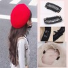 JK Home Kids Girls Wool Beret Hat with 4pcs Hair