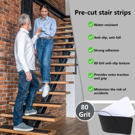 4" X 32" Stair Treads Non Slip Indoor, 15-Pack Black Grip Tape for Steps with Roller, Prevents Slipping for Kids, Elders and Pets