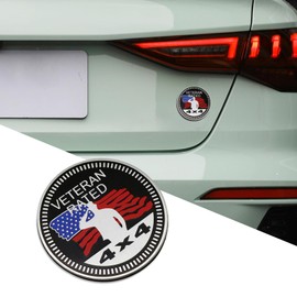 Middrivr 3D Metal Car Badges Emblems, Veteran Rated Badges, 4 x 4 Automotive Badge, Round Emblem Decals, Exterior Emblems Badge Compatible with Jeep Wrangler Vehicles Trucks SUV