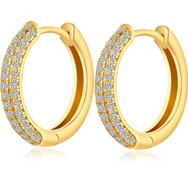 18 Carat White Gold Plated Hoop Earrings Silver Women's Earrings S925 Sterling Silver Hoop Earrings with AAAAA Cubic Zirconia Multiple Sizes, Silver, Gold, Rose Gold Colours, Sterling Silver