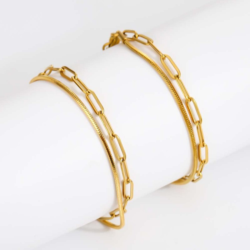 XYWstore Women's Gold Layered Bracelet, Alloy Square Snake Chain and