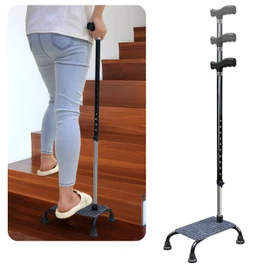 Stair Climbing Cane Lifts for Seniors Half Steps Assist Walking Sticks Elderly Stair Walker Devices Standing Aid Adjustable Mobile Portable Stairlifts 4 Prong Helper Up and Down Stairs