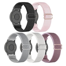 EverAct 5PACK 20mm Elastic Straps Compatible with Garmin Vivoactive 5,Nylon Soft Elastic Fabric Wristband for Venu/Venu 2 Plus/Venu Sq,Forerunner 245/645/55