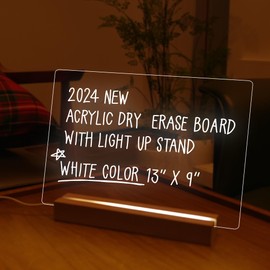 MemeLight Acrylic Dry Erase Board with Light 13 x 9 - LED Memo Display and Notepad Lamp for Clear Reminders - Acrylic Lamp - Durable Acrylic Night Light - Unique Acrylic Stand