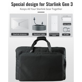 AstroniSync Starlink Gen 3 Case, Starlink Gen 3 Carry Case, Shockproof and Stress-Resistant Starlink Case with Water-Resistant, Dustproof Fabric and Customizable Interior Compartments (Black)