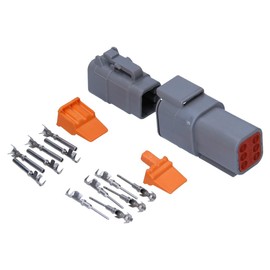 Kalitec KALI-1406 German DTM Connector Set 6-Pin I Car Plug Waterproof IP6K9K, IP68 for Motorcycle Car I AWG 22-16 Voltage 250 VDC I Housing Material PA GF I Cable Connector Grey
