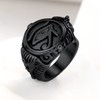 Ancient Egyptian Jewelry Ion Plating Black Round Signet Ring Stainless