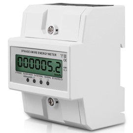 3 Phase Electricity Meter, 100 A Three-Phase Meter, Calibrated Electricity Meter with LCD Display, 50/60 Hz Digital Electricity Meter, 3-Phase 4-Wire for DIN Rail Intermediate Meter Current Calibrated