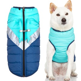Gooby Mountaineer - Chaqueta para perro – Menta, M – Abrigo cálido con cremallera con asa de elevación y correa de doble anillo tórico, resistente al agua, suéter para perros pequeños y perros medianos