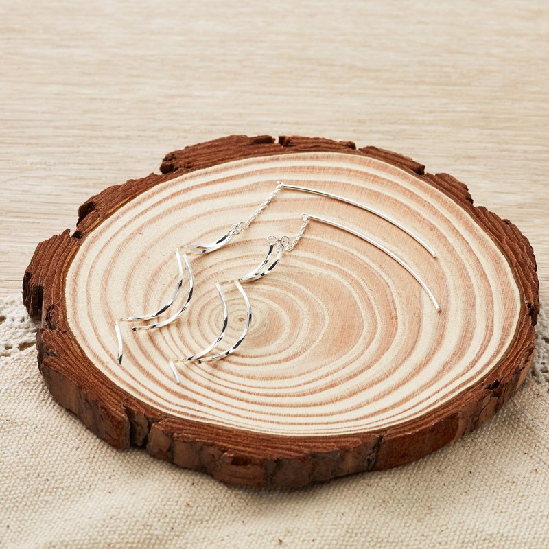 Philip Jones Silver Plated Spiral Thread Earrings