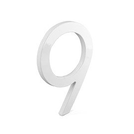 Montague Metal Products MHN-06-F-WE1-9 Solid Brushed Aluminum Modern Floating Address House Numbers, 6", Powder Coated White