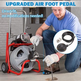 Air Foot Pedal, FEITON Air Foot Pedal Switch for Air- activated Drain Cleaning Machines, with 8' Long Hose for Ridgid K-400, K-380, K-3800, K750, K-7500, General, Spartan, Electric Eel, Trojan