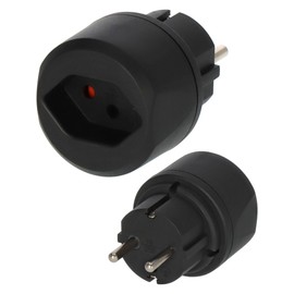 Brennenstuhl Reisestecker/Reiseadapter (Reise-Steckdosenadapter zum Anschluss elektrischer Geräte mit Schweizer Stecksystem in Ländern mit Schutzkontakt Stecksystem) schwarz