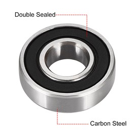 sourcing map 6001-2RS Double Sealed Ball Bearings 12 mm x 28 mm x 8 mm Deep Groove Ball Bearing Pack of 2