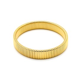 Marshal Metal Fashion Bracelet Tubogas 14k Gold Plated Brass Stretch Omega Cobra Bracelet (12mm), 7.5 inch, Brass, no gemstone