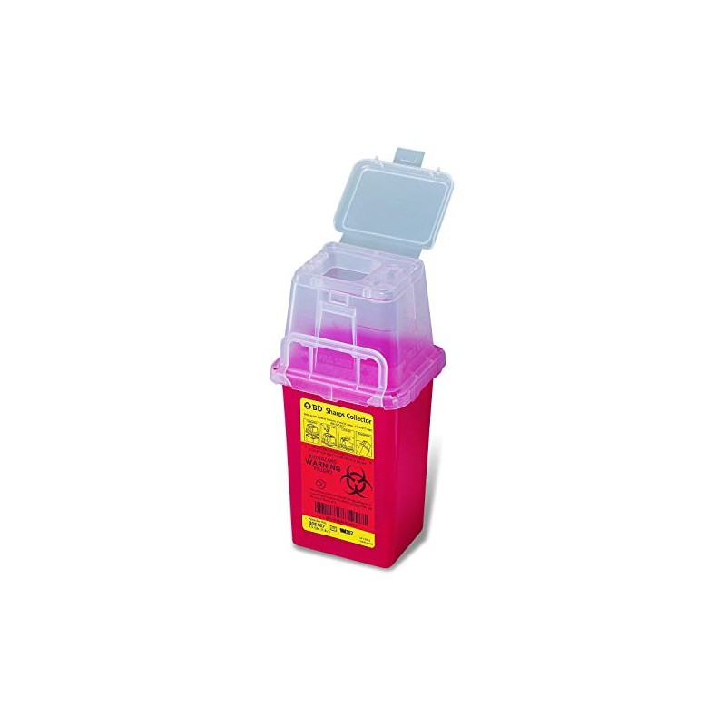 BD Nestable Sharps Container, 1.5 qt, Pre-Assembled, One-Way Funnel, Latex-Free