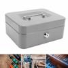 Small Locking Cash Box Portable Double Layers Safe Metal Money