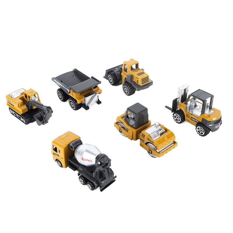 6pcs 1:64 Construction Vehicle Toy Mini Decoration Alloy Construction Vehicle