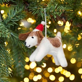Felt Christmas Fido Dog Hanging - Felted Ornament - Wool Christmas Bauble - Felt Handmade Xmas Décor - Classic Tree Ornament