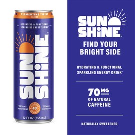 Sunshine Sparkling Energy Drink, Variety Pack with Daily Essential Vitamins, 360mg of Electrolytes, 70mg of Natural Caffeine, 12 Fl Oz (Pack of 12)
