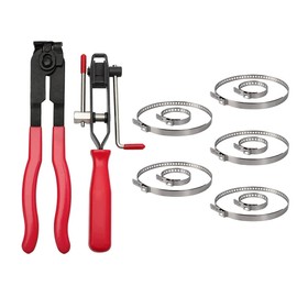 Kellegour 2Pcs Auto CV Joint Boot Clamps Pliers,CV Boot Clamps Kit,CV Boot Clamps Pliers,10Pcs Stainless Steel Duct Clamps,for Most Cars Car Auto Repair Tool Banding(12Pcs,Red)