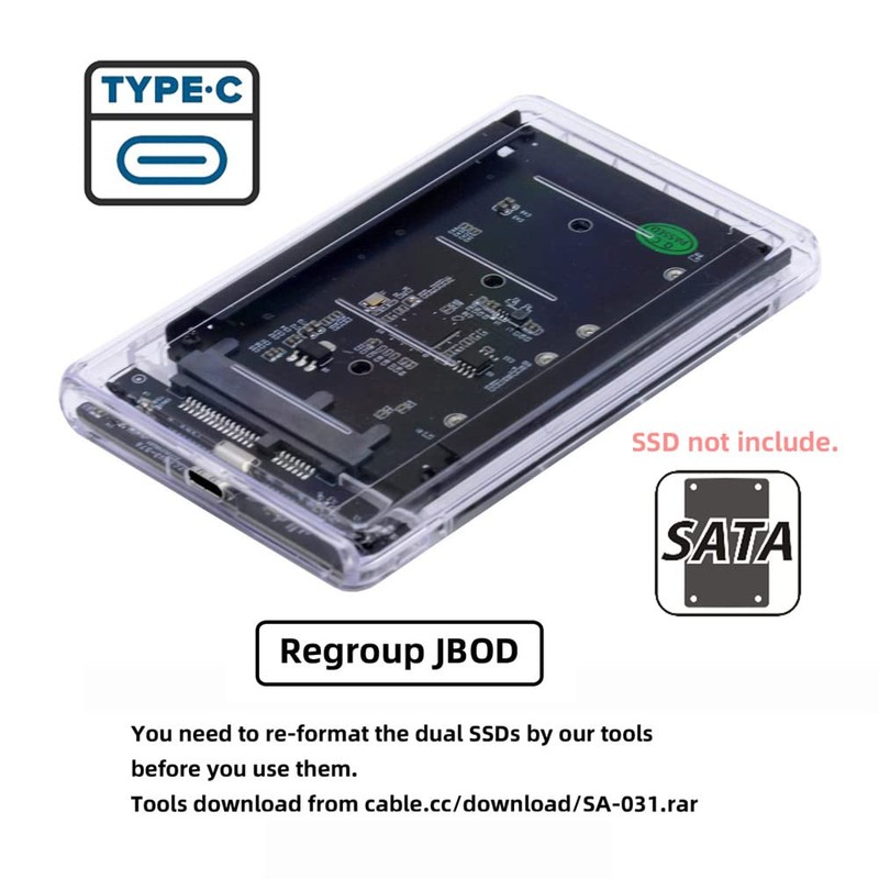 cablecc Dual NGFF B+M-Key M.2 SSD Card JBOD Raid0 Span
