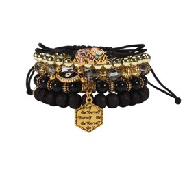 Bohemia Bracelets for Women Girls Vintage Stackable Beads Bracelets Charm Stretch Beach Jewelry, no gemstone