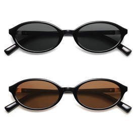 Appassal Retro Oval Sunglasses for Women Men Small 90s Trendy Vintage Fashion Trendy Funny Sun Glasses 2025 AP3728 Black/Grey+Black/Brown