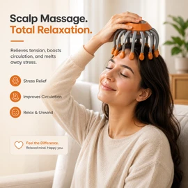 20-Head Scalp Massager for Relaxation – Vibration Head Scratcher with Red Light, Soft TPR Tips & Ergonomic Design for Home Scalp Care