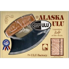 Alaskan Inupiat Ulu with Bear & Mountain Etched Birch Handle, 6.25" Blade