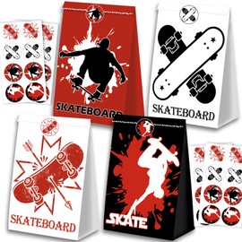 24PCS Skateboard Birthday Party Bags Skateboard Party Decor Bags Skateboard Party Supplies Skateboard Theme Party For Skater Boys and Girls Skateboard Bday Party Decor